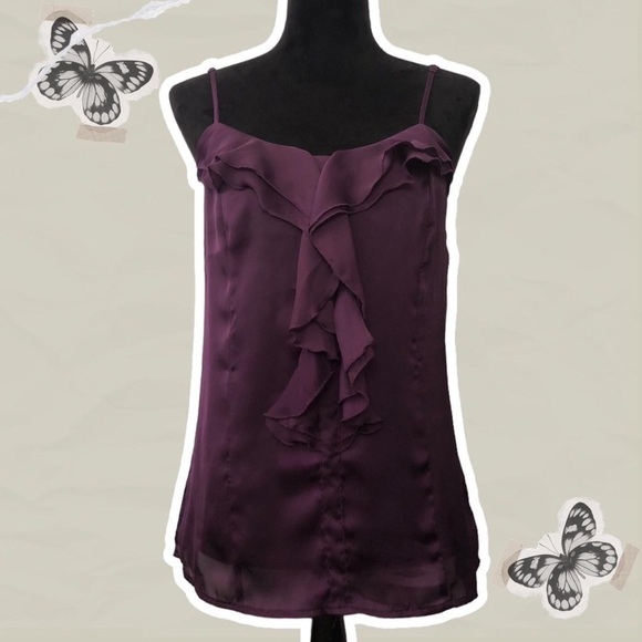 Xhilaration Tops - Xhilaration Women’s Dark Purple Ruffle Satin Top